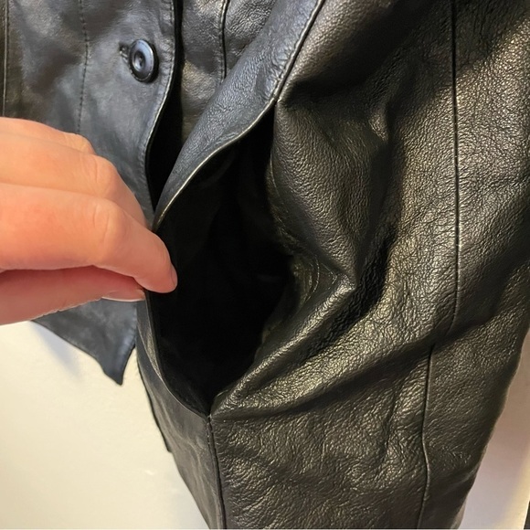 East 5th Genuine Leather Button Front Moto Jacket - Picture 6 of 7
